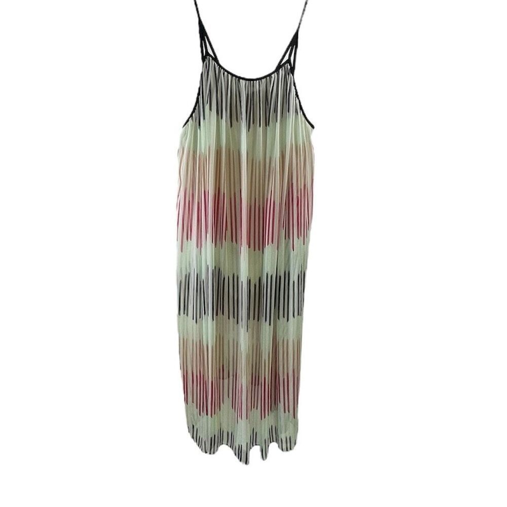 Alice + Olivia Zuri Abstract Pleated Chiffon Midi Dress Size XS